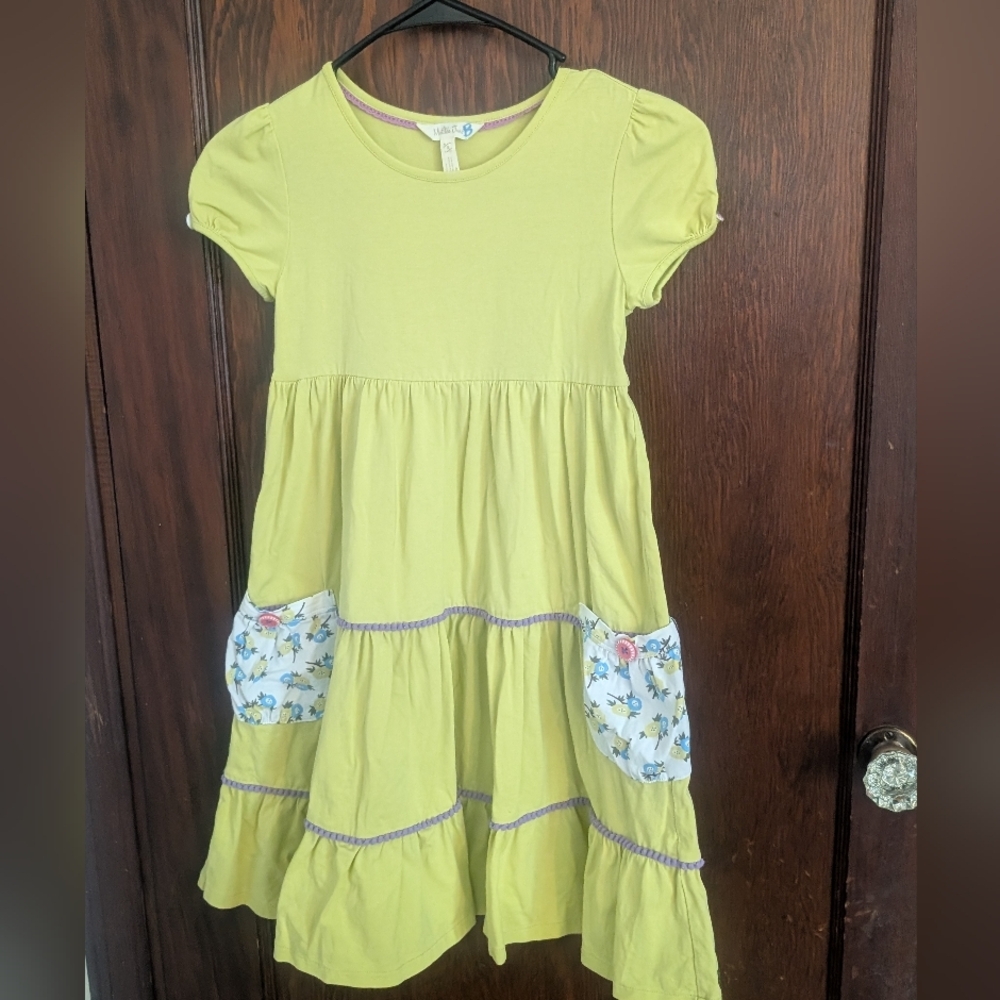 Matilda Jane Lime Green Short Sleeve Ruffle Tiered Dress Size 8 - Picture 2 of 7